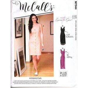 McCall's M7944 Womens 18W to 24W Learn to Sew Dresses Uncut Sewing Pattern